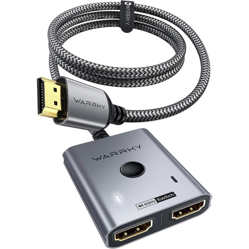 HDMI Switch 2 in 1 Out 4K@60Hz, [with 3.3ft Fixed Braided HDMI Cable, Aluminum C